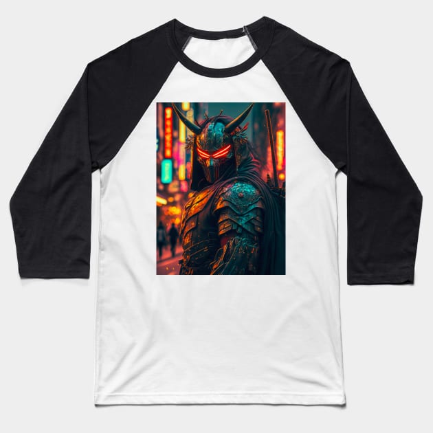 Samurai in cyberpunk style Baseball T-Shirt by Geek Culture